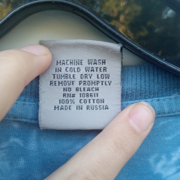 Vtg Bear "Back to Earth" Blue Graphic Long Sleeve Shirt Size Medium Tie-Dyed - Picture 5 of 8